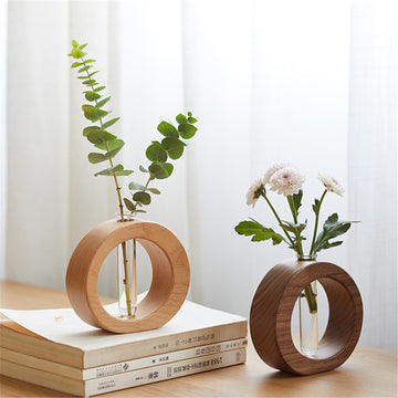 Wooden Hydroponic Flower Pot Vase