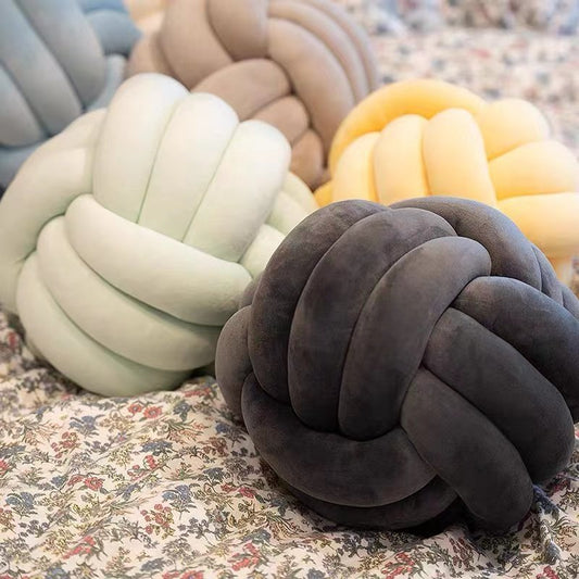 Soft Round Handmade Knotted Ball Sofa Pillow