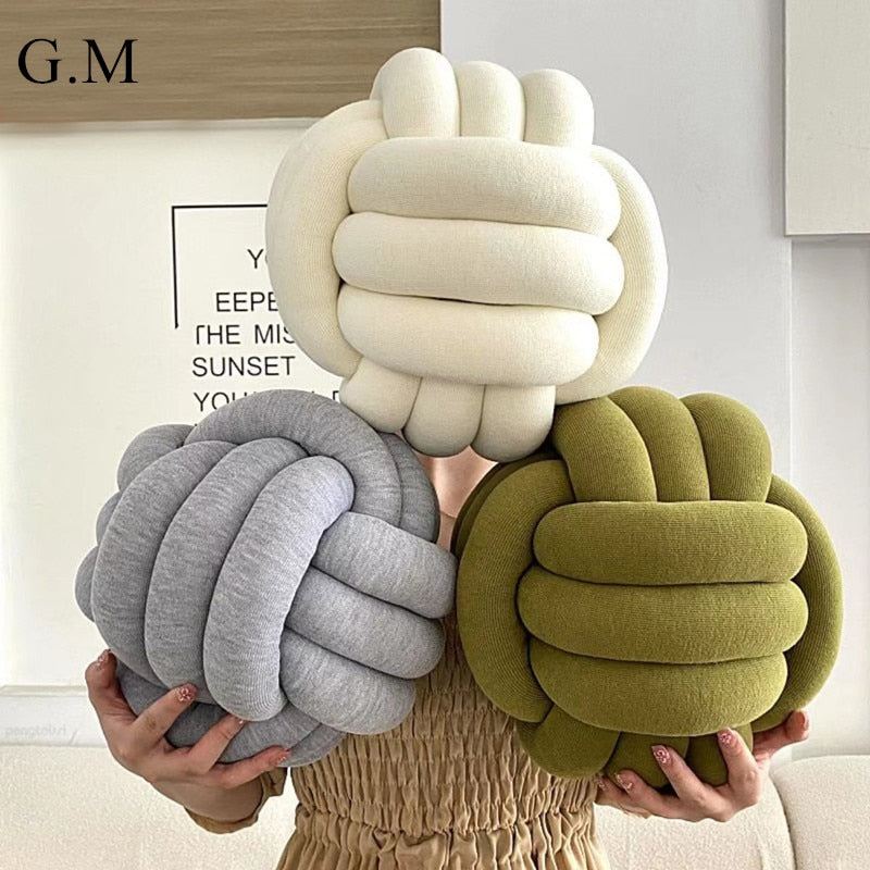 Soft Round Handmade Knotted Ball Sofa Pillow